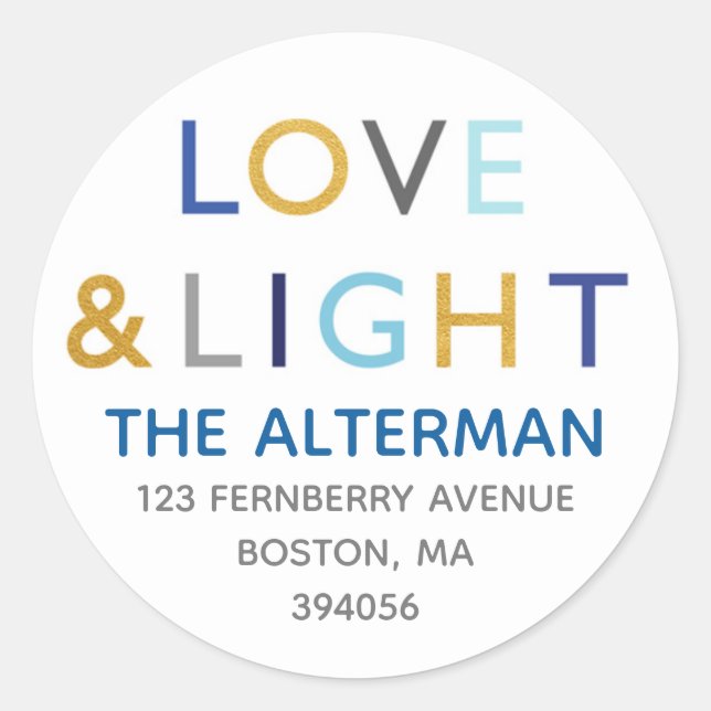 Étiquette d'enveloppe de typographie Hanoukka (Devant)