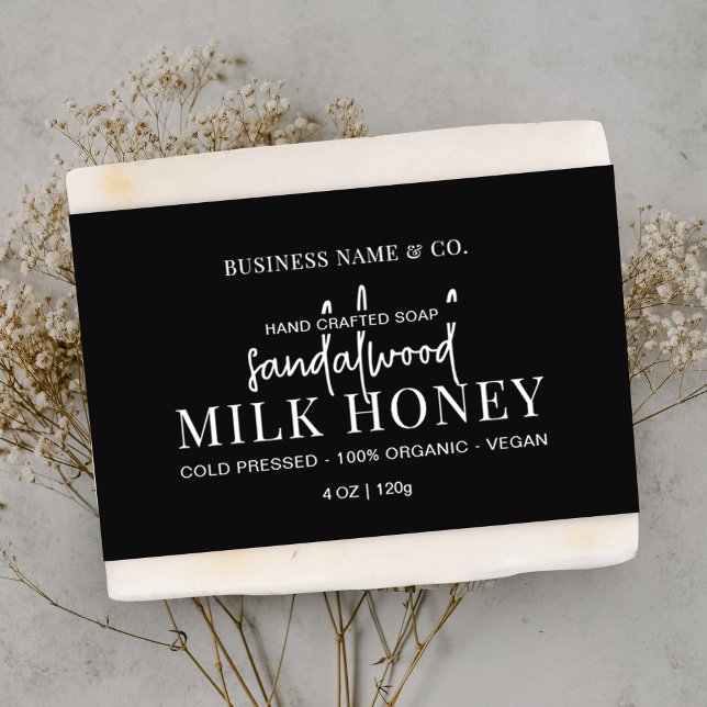 Étiquette d'enveloppement de bande de soap noir mo (Brand your artisan soaps or shampoo bars with this soap bar belly band style label)
