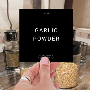 Étiquette d'épices individuel 4x4 noir et blanc