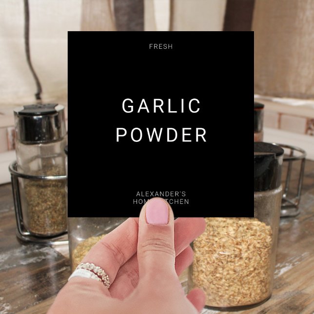 Étiquette d'épices individuel 4x4 noir et blanc (Create your own spice jar labels.)