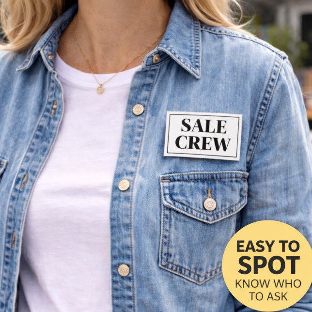 Étiquette d'équipe de vente de garage | Badge d'ai (Make your garage sale run smoother with an easy way to identify helpers. )