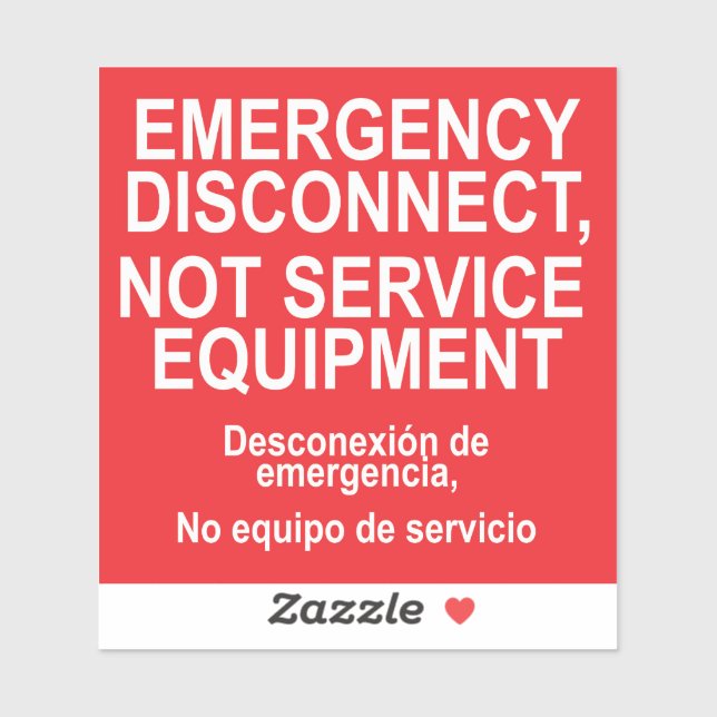 Étiquette d'équipement de déconnexion d'urgence (Feuille)