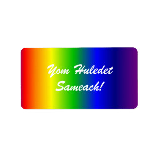Étiquette des couleurs arc-en-ciel de l'anniversai