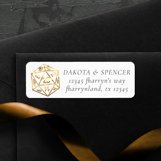 Étiquette Dés d'or RPG | Adresse du joueur de rôle de table (Créateur téléchargé)