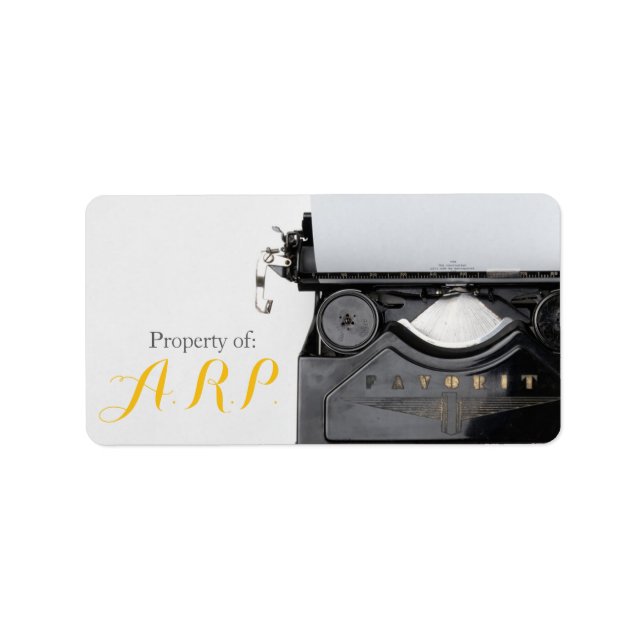 Étiquette des initiales de l'ancienne machine à éc (Devant)