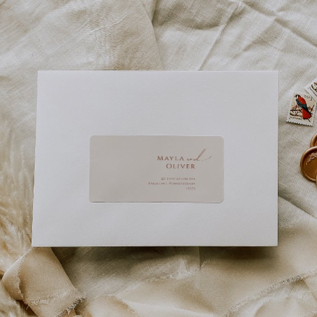 Étiquette Désert de Whimsical | Adresse de retour RSVP beige (Créateur téléchargé)