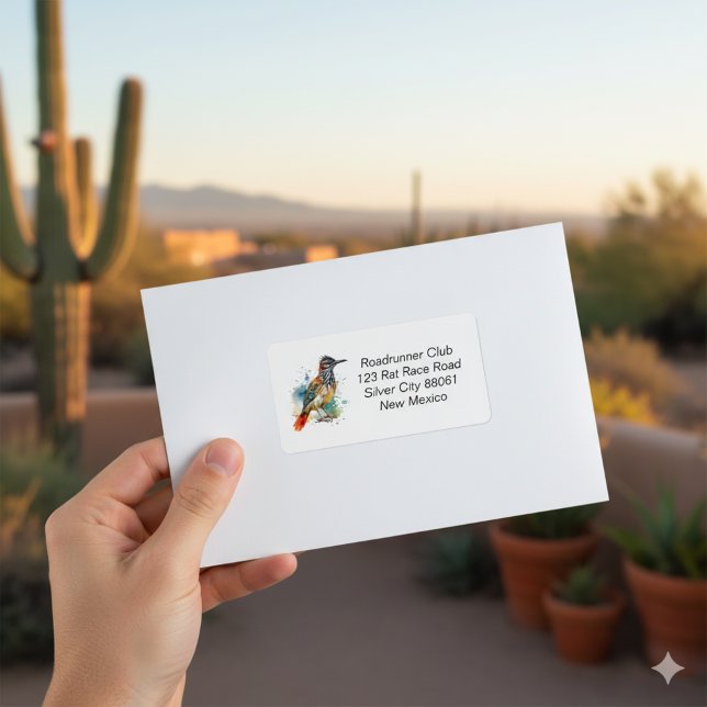 Étiquette Desert Spirit, Roadrunner en Aquarelle, coutume (Créateur téléchargé)