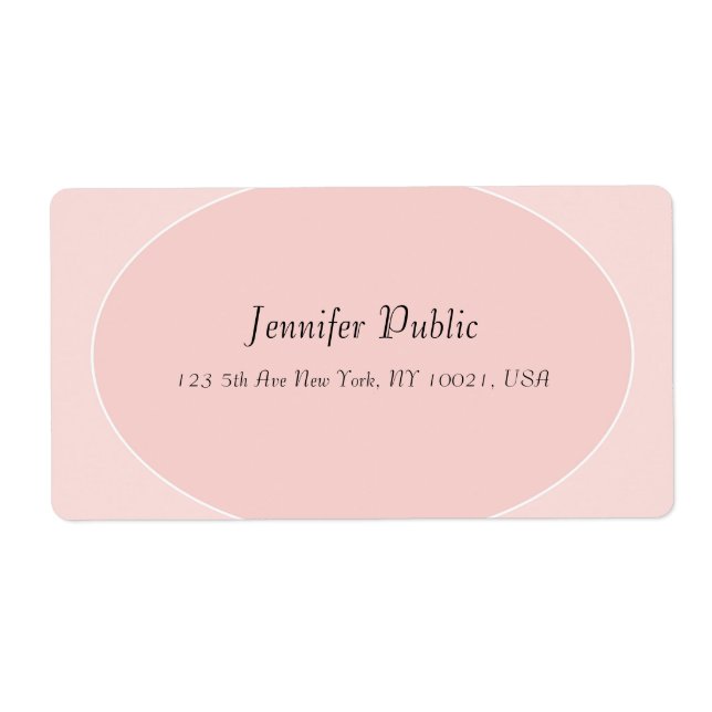 Étiquette Design Blush Rose Blanc Élégant Script moderne (Devant)