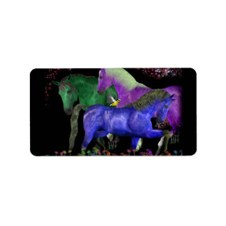 Étiquette Design de cheval de couleur fantastique, dos noir