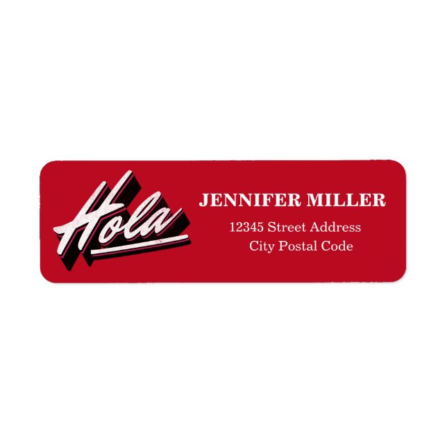 Étiquette Design de texte Hola (Devant)