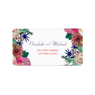 Étiquette Design élégant coloré aquarelle Bouquet floral