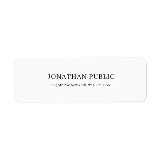 Étiquette Design élégant moderne Design simple Chic Blanc Pl (Devant)