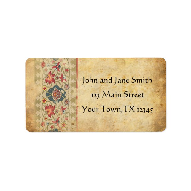 Étiquette Design floral médiéval (Devant)