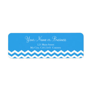 Étiquette Design moderne bleu, blanc chevron zigzag