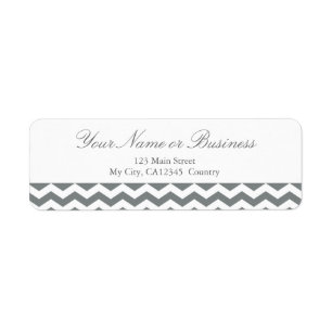 Étiquette Design moderne gris et blanc chevron zigzag