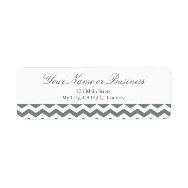 Étiquette Design moderne gris et blanc chevron zigzag (Devant)