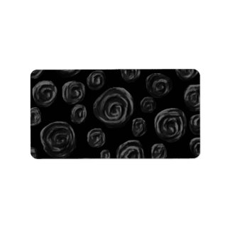Étiquette Design Motif Rose noir.