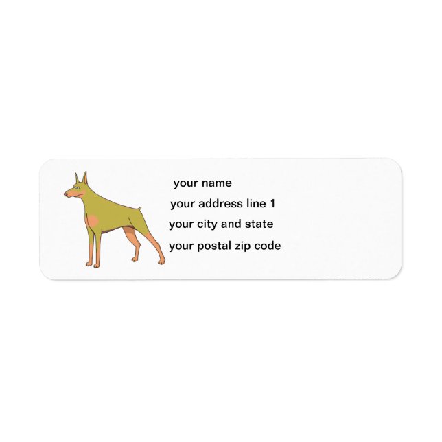 Étiquette dessin animé de doberman fawn et rouille (Devant)