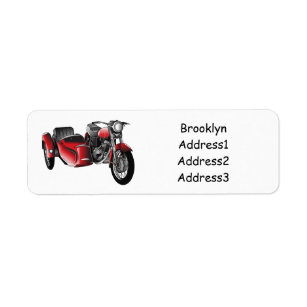 Étiquette dessin animé de la moto Sidecar
