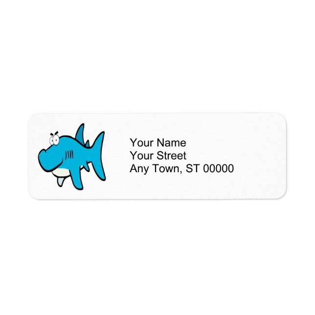 Étiquette dessin animé de requin souriant (Devant)