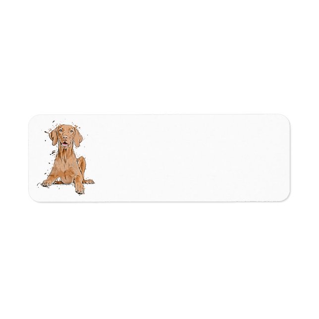 Étiquette Dessin animé de Vizsla assis (Devant)
