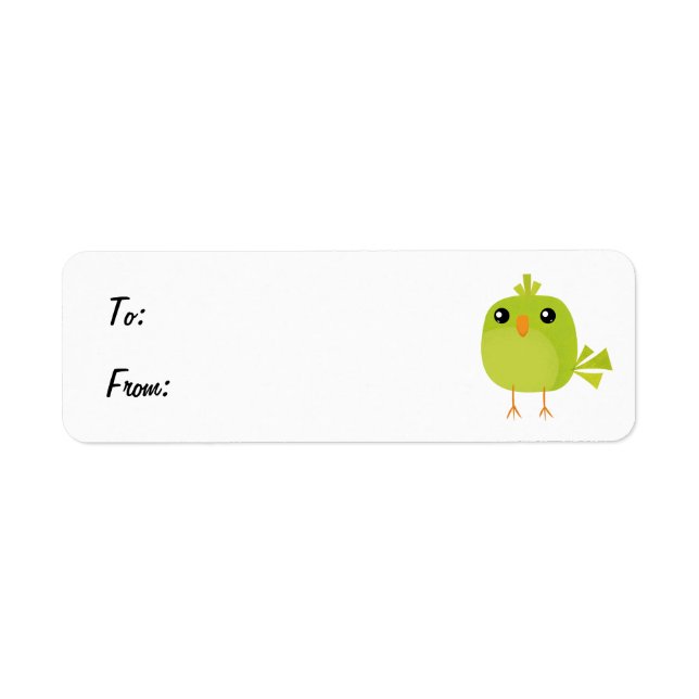 Étiquette Dessin animé d'oiseau vert mignon (Devant)