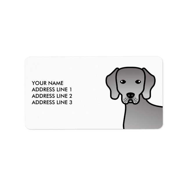 Étiquette Dessin animé mignon de chien Weimaraner & Texte pe (Devant)