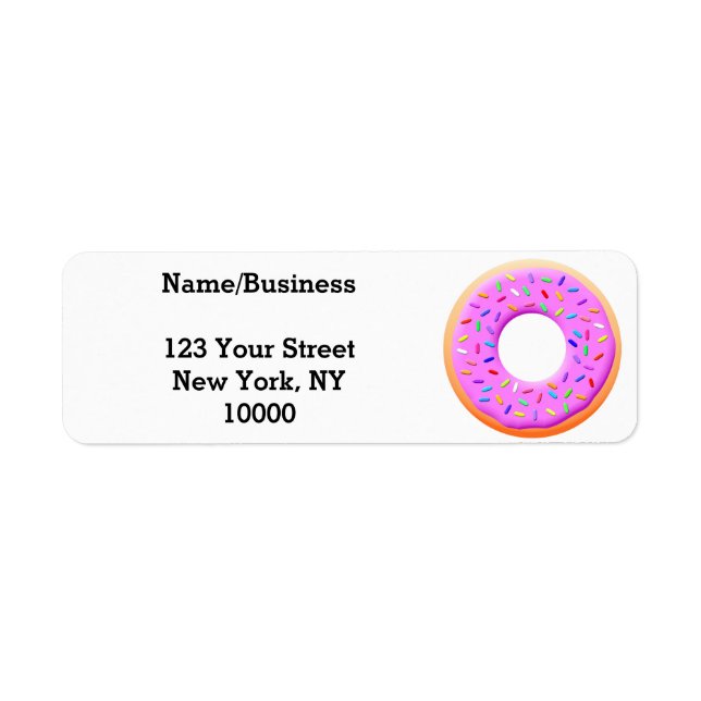 Étiquette Dessin De Mignonne Donut Avec Des Saupoudrages (Devant)