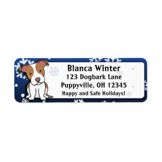 Étiquette Dessin d'hiver American Pit Bull Terrier