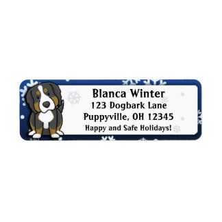 Étiquette Dessin d'hiver Bernese Mountain Dog
