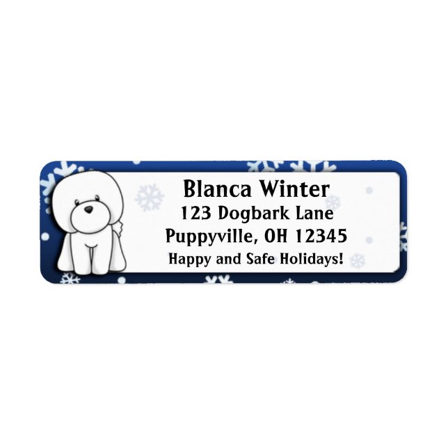 Étiquette Dessin d'hiver Bichon Frise (Devant)