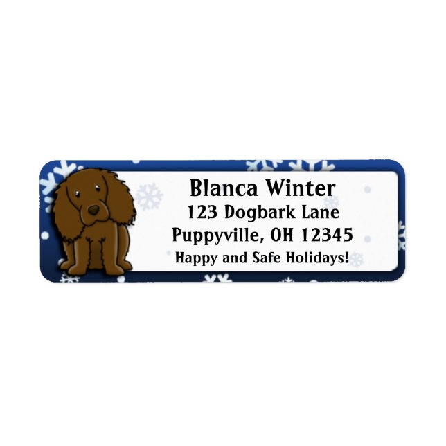 Étiquette Dessin d'hiver Boykin Spaniel (Devant)