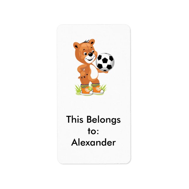 Étiquette dessin du footballeur teddy bear (Devant)