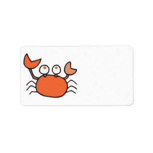 Étiquette dessin mignon de petit crabe
