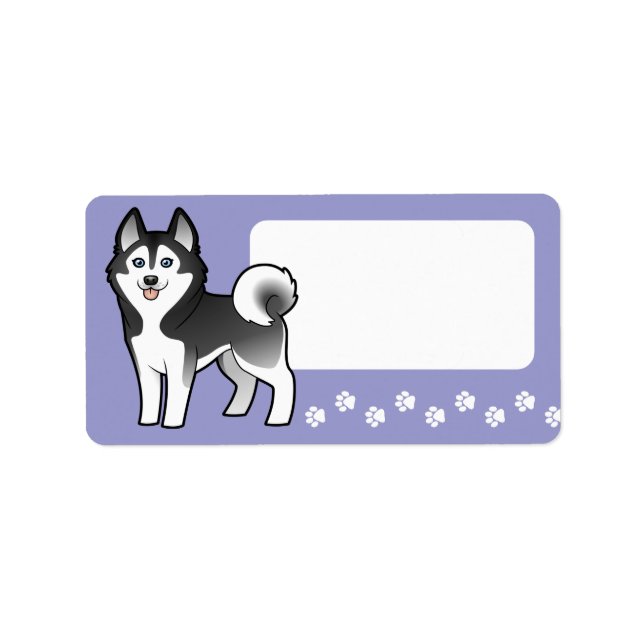 Étiquette Dessin Sibérien Husky / Malamute d'Alaska (Devant)