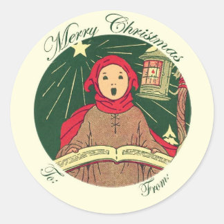 Étiquette d'étiquette cadeau de Noël Caroler