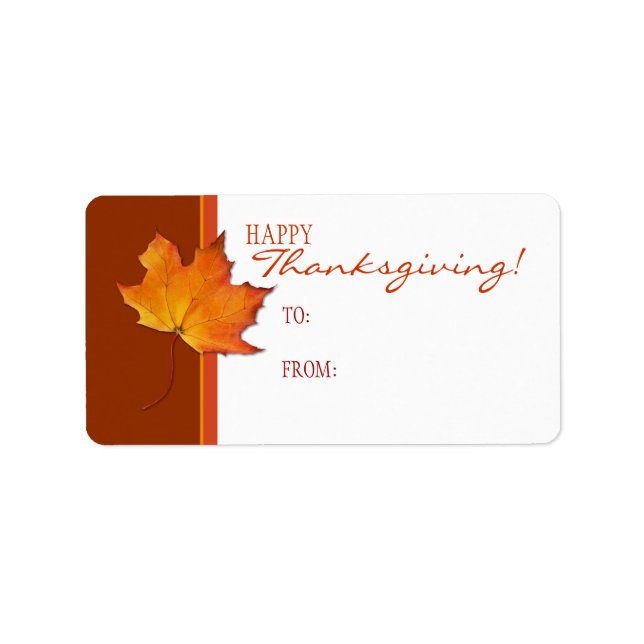 Étiquette d'étiquette cadeau Maple Leaf Thanksgivi (Devant)