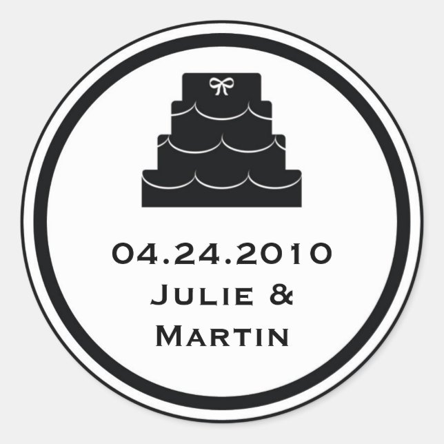 Étiquette d'étiquette de mariage de gâteau de fête (Devant)