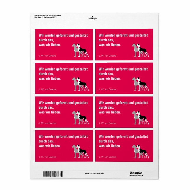 Étiquette Deutsche Dogge Briefaufkleber (Feuille entière)