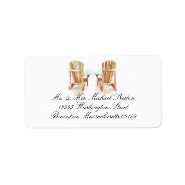 Étiquette Deux Chaises De Plage Adirondack (Devant)