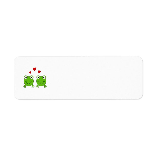 Étiquette Deux grenouilles vertes au coeur rouge. (Devant)