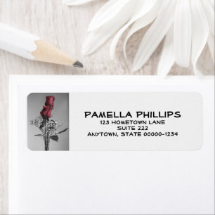 Étiquette Deux Roses à pointes rouges Photo de la vie mort