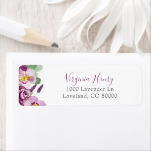 Étiquette d'expéditeur à motif floral violet