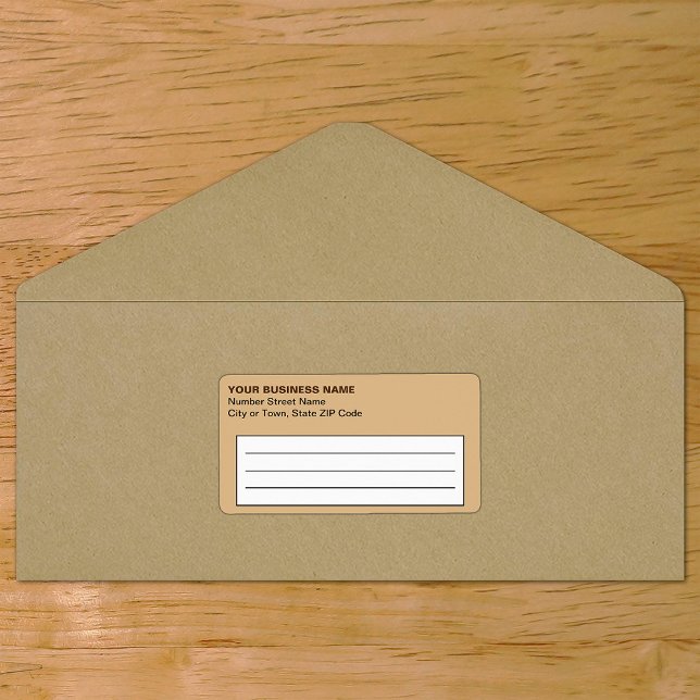 Étiquette d'expédition commerciale marron clair ba (Plain text light brown business shipping label on envelope)