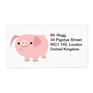 Étiquette d'expédition de cochon de dessin mignon