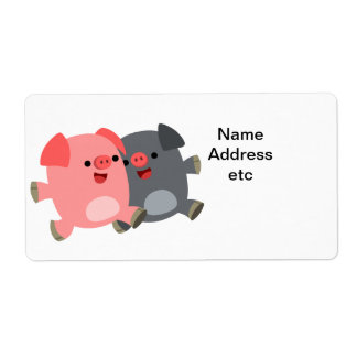 Étiquette d'expédition de cochons de dessin blanc