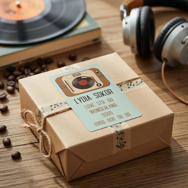 Étiquette d'expédition de platine vinyle rétro (Créateur téléchargé)