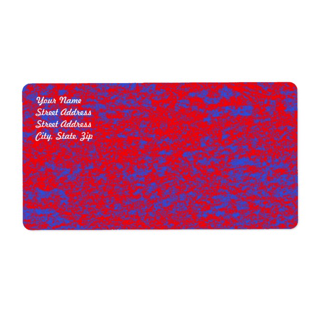Étiquette d'expédition en marbre rouge et bleu (Devant)