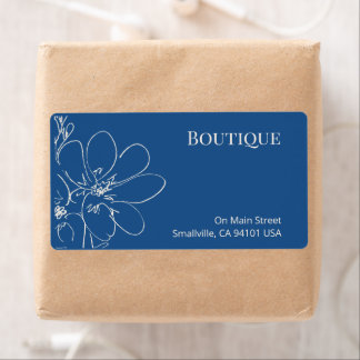 Étiquette d'expédition Fleurie Bleue Rustique pour