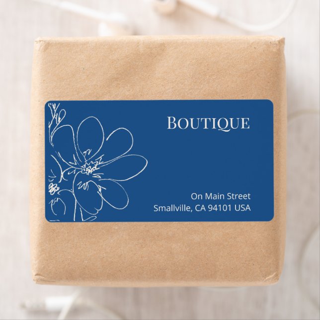 Étiquette d'expédition Fleurie Bleue Rustique pour (En situation)